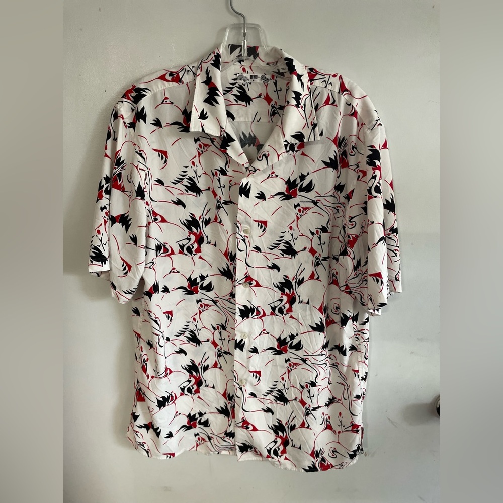 Uniqlo Men’s Hawaiian Aloha Shirt White Medium